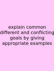 Explain Common Different And Conflicting Goals By Giving Appropriate Examples