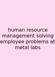 Human Resource Management Solving Employee Problems At Metal Labs