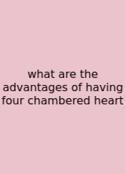 What Are The Advantages Of Having Four Chambered Heart