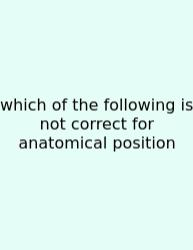 Which Of The Following Is Not Correct For Anatomical Position